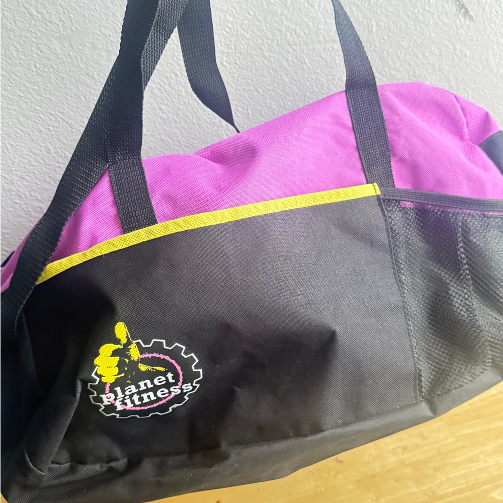 Planet Fitness Black, Pink and yellow tote bag perfect for gym days.